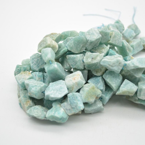 Raw Natural African Amazonite Semi-precious Gemstone Chunky Nugget Beads - 13mm - 15mm x 15mm - 18mm - 15" strand