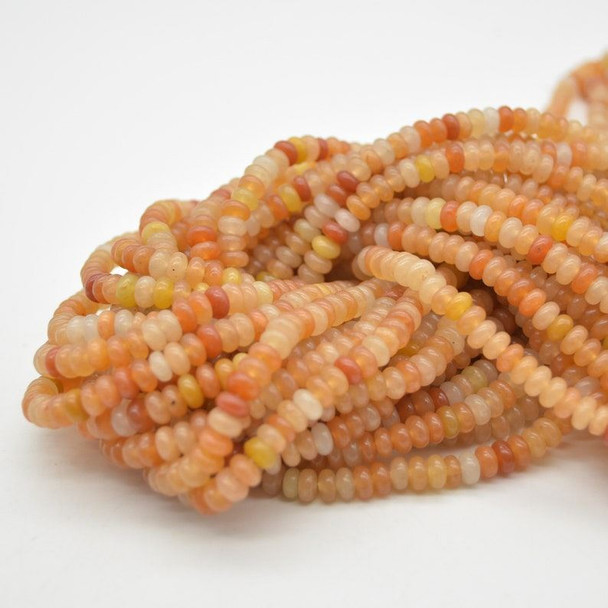 High Quality Grade A Natural Orange Aventurine Semi-precious Gemstone Rondelle / Spacer Beads - 5mm x 3mm - 15" strand
