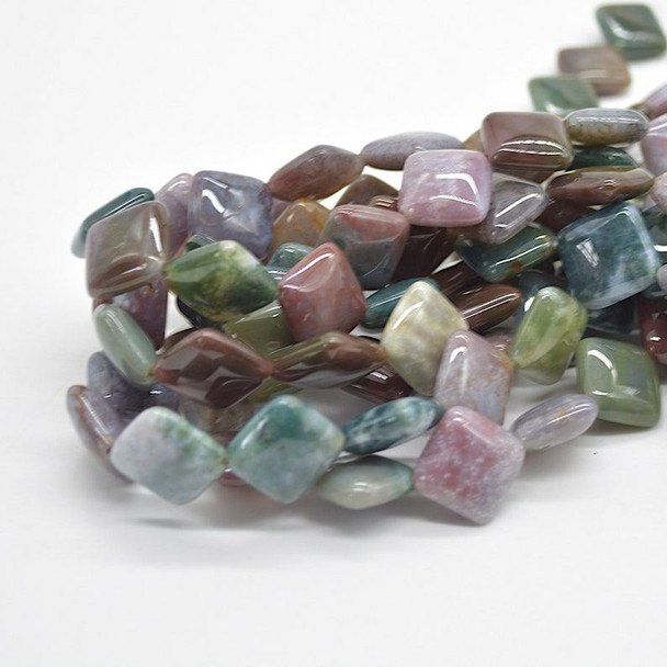 High Quality Grade A Natural Indian Agate/Fancy Jasper Semi-precious Gemstone Diamond / Rhombus Beads - 15mm - 15" strand