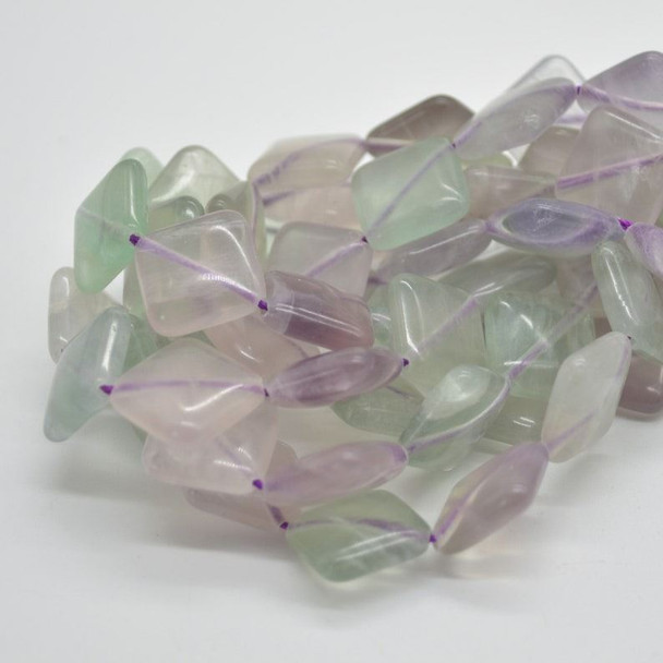 High Quality Grade A Natural Rainbow Fluorite Semi-precious Gemstone Diamond / Rhombus Beads - 15mm - 15" strand