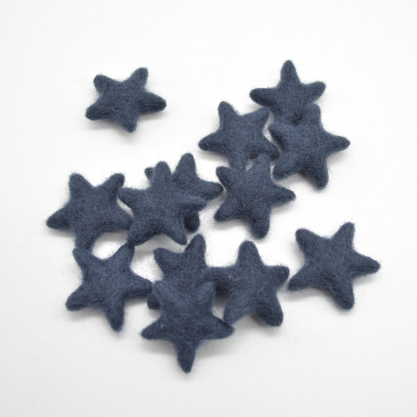 100% Wool Felt Stars - 10 Count - Limited Colour - Dark Charcoal