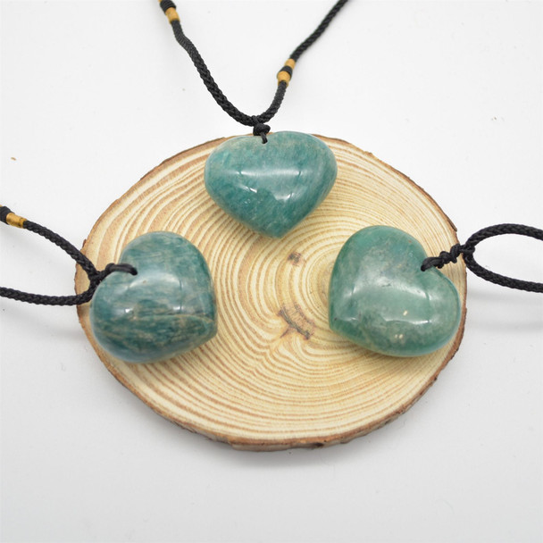 Natural Amazonite Heart Semi-precious Gemstone Pendant - 3cm - 3.5cm