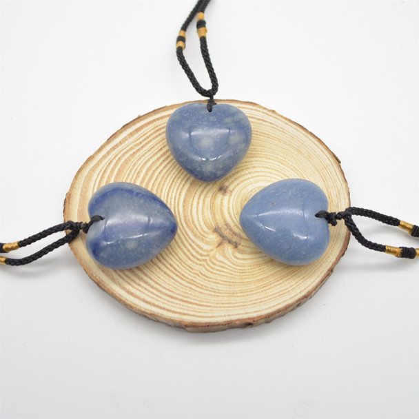 Natural Blue Aventurine Heart Semi-precious Gemstone Pendant - 3cm - 3.5cm