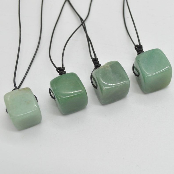 Natural Green Aventurine Cube Semi-precious Gemstone Pendant - 2cm