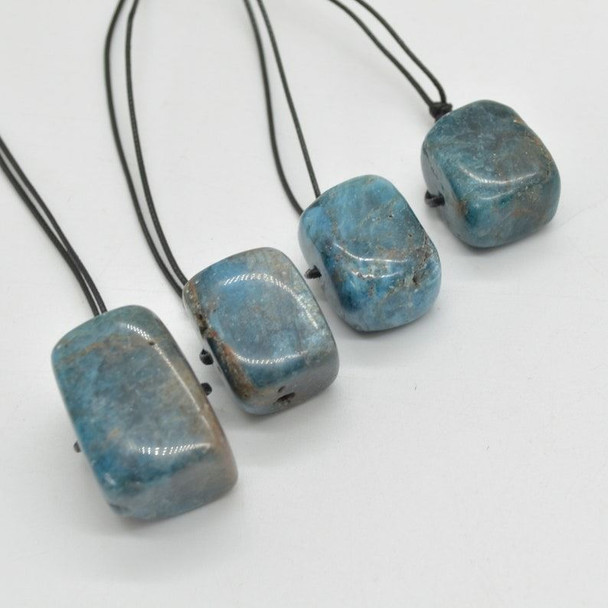 Natural Apatite Cube Semi-precious Gemstone Pendant - 2cm - 2.5cm