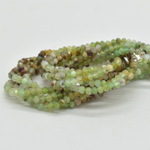 Grade AB Natural Australian Chrysoprase Semi-Precious Gemstone FACETED Rondelle Spacer Beads - 3mm x 2mm - 15" strand