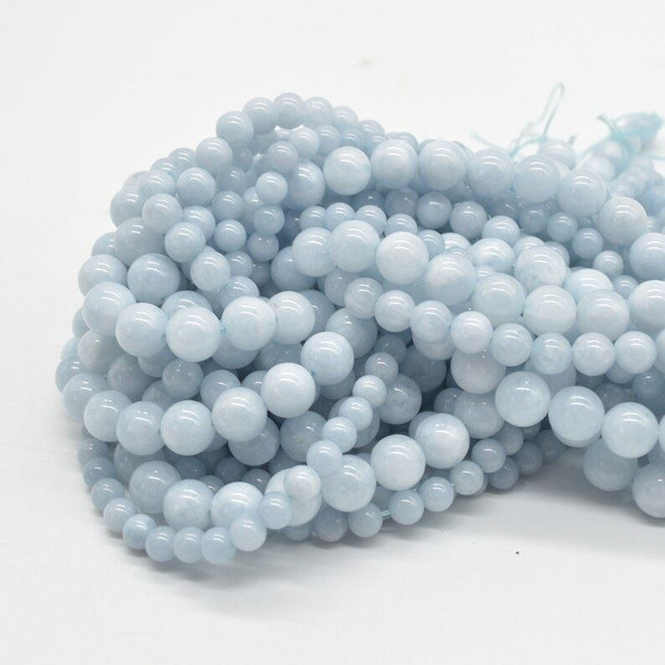 Jade (dyed) Gemstone Round Beads - 6mm 8mm 10mm - Light Aquamarine Blue - 14" strand