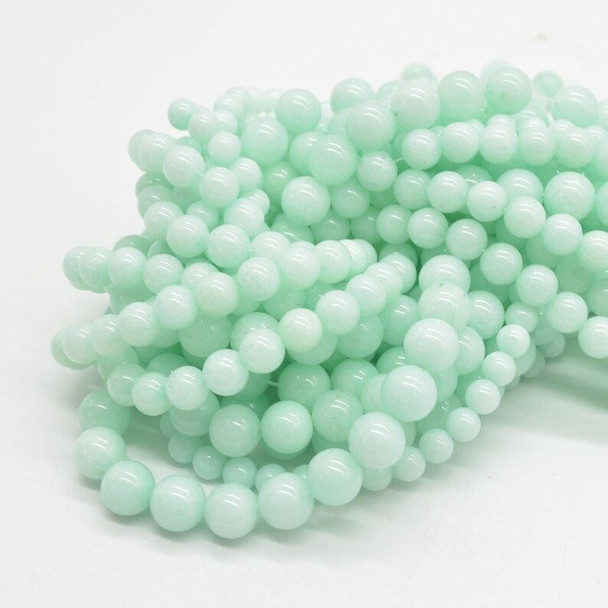 Jade (dyed) Gemstone Round Beads - 6mm 8mm 10mm - Mint Green - 14" strand