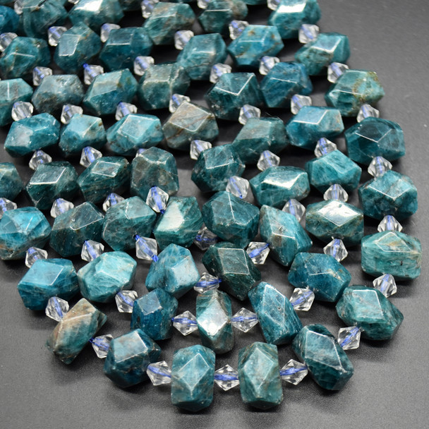 High Quality Grade A Natural Apatite Semi-precious Gemstone Faceted Baroque Nugget Beads - 8mm - 10mm x 13mm - 15mm - 14.5"