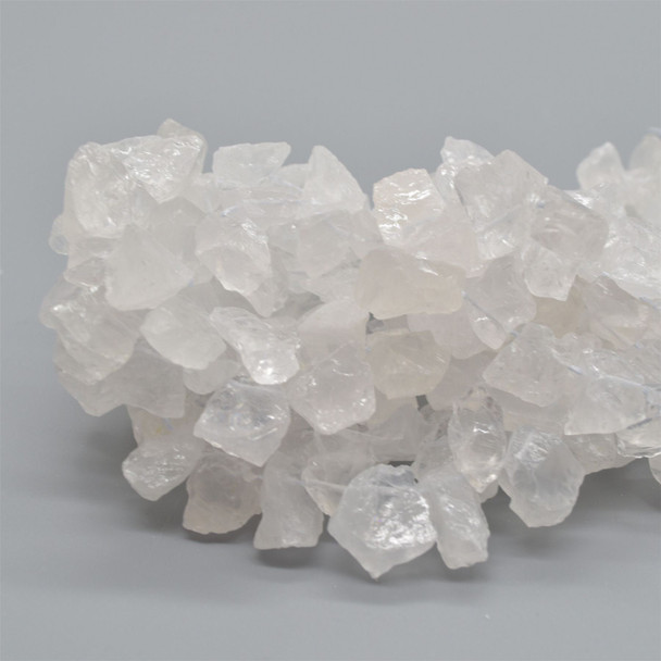 Raw Hand Polished Natural Crystal Quartz Semi-precious Gemstone Nugget Beads - 15mm - 20mm - 15" strand