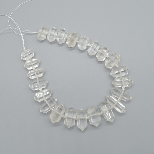 Crystal Quartz Double Terminated Graduated Points Beads / Pendants - 20mm - 30mm x 13mm - 15mm - 15" strand