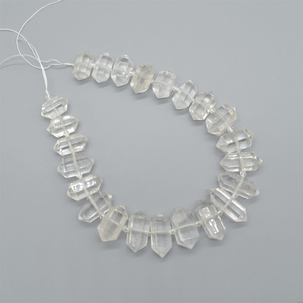 Crystal Quartz Double Terminated Graduated Points Beads / Pendants - 20mm - 30mm x 9mm - 11mm - 15" strand