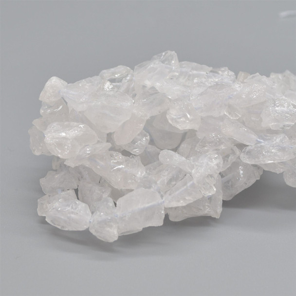 Raw Hand Polished Natural Crystal Quartz Semi-precious Gemstone Nugget Beads - 8mm - 10mm - 15" strand
