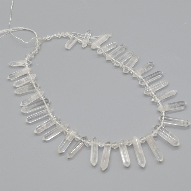 Crystal Quartz Double Terminated Graduated Points Beads / Pendants - 20mm - 30mm x 6mm - 8mm - 15" strand