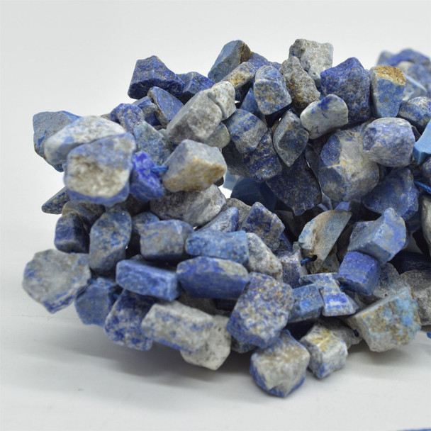 Raw Hand Polished Natural Lapis Lazuli Semi-precious Gemstone Nugget Beads - 15mm - 20mm - 15" strand