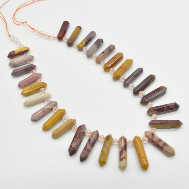 Mookaite / Mookite Double Terminated Graduated Points Beads / Pendants - 20mm - 30mm x 6mm - 8mm - 15" strand