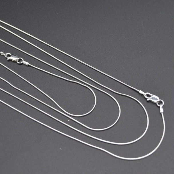 Italian 925 Sterling Silver Necklace Chain - 18 inch Snake Chain - 1mm - Made in Italy