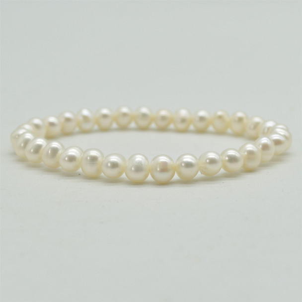 Natural Freshwater Potato Pearl Bead Sample strand / Bracelet - 6mm - 7mm, 7.5"