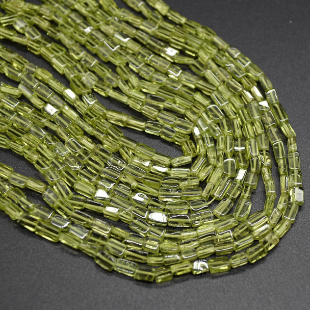 Natural Handmade Peridot Semi-precious Gemstone Irregular Rectangular Beads - 4mm - 7mm - 13'' Strand