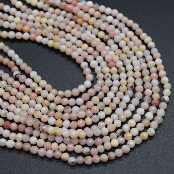 Natural Handmade Pink Opal Semi-precious Gemstone Irregular Round Beads - 3mm - 4mm - 13'' Strand