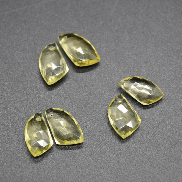 Natural Handmade Lemon Quartz Semi-precious Faceted Gemstone Irregular Shaped Earrings Beads - 1.5cm x 0.9cm - 1 Pair