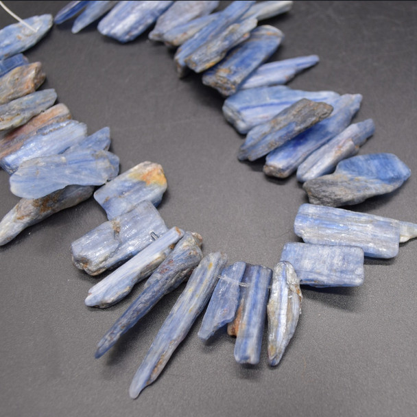 Raw Natural Kyanite Graduated Semi-precious Gemstone Point Beads / Pendants - approx 2cm - 5cm length - 15.5''