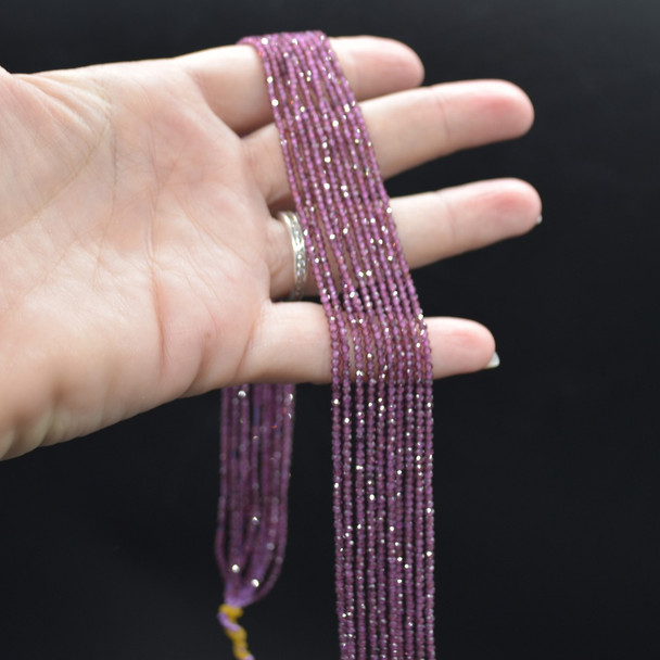 High Quality Grade A Natural Garnet Semi-Precious Gemstone FACETED Round Beads - 2mm - 15'' Strand