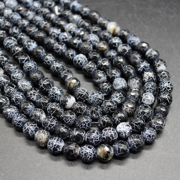 High Quality Black Fire Agate Semi-precious Gemstone Round Beads - 8mm - 15'' Strand