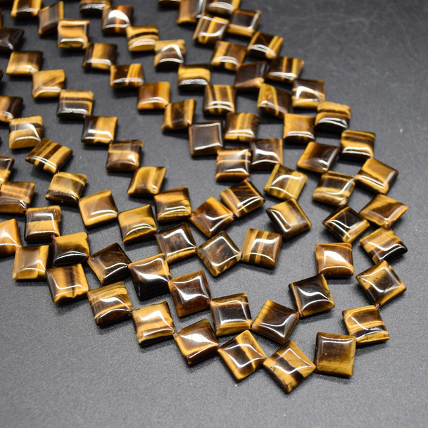 High Quality Grade A Natural Tiger Eye Semi-precious Gemstone Diamond / Rhombus Beads - 10mm - 15'' Strand