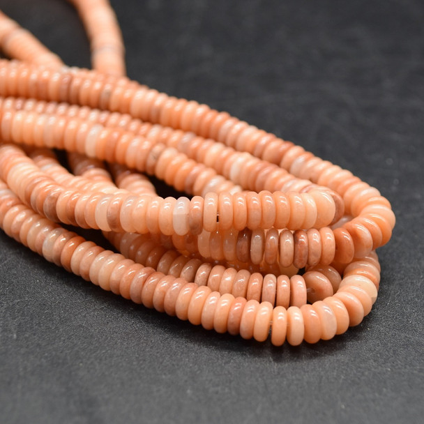 High Quality Grade A Natural Orange Aventurine Semi-precious Gemstone Rondelle / Spacer Beads - 6mm x 2mm - 15'' Strand