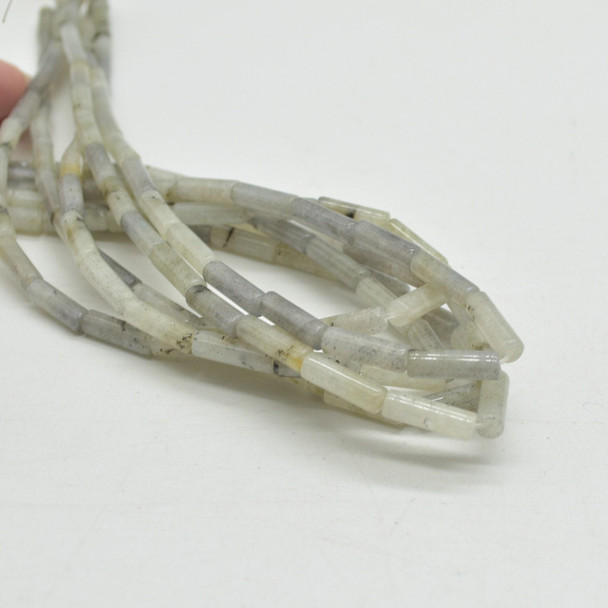 High Quality Grade A Natural Labradorite Semi-precious Gemstone Round Tube Beads - 13mm x 4mm - 15'' strand