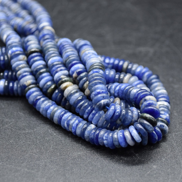 High Quality Grade A Natural Sodalite Semi-precious Gemstone Rondelle / Spacer Beads - 6mm x 2mm - 15'' Strand