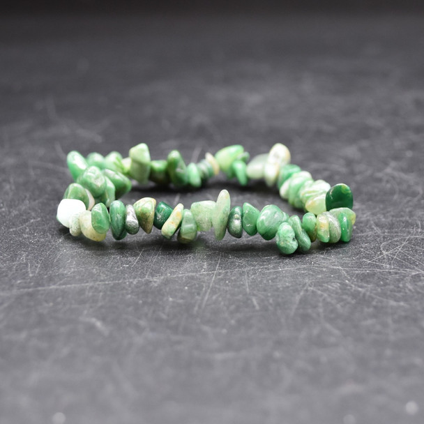 Natural African Jade Semi-precious Gemstone Chip , Nugget Beads Sample strand, Bracelet - 5mm - 8mm, 7.5''