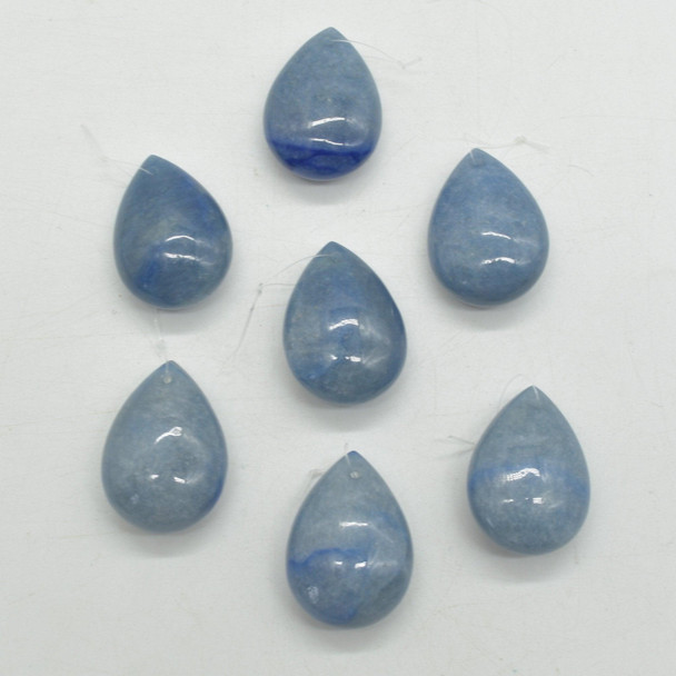 Natural Blue Aventurine Semi-precious Puffy Teardrop Gemstone Pendant - 3.2cm