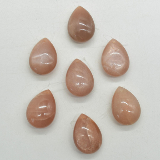 Natural Peach Moonstone Semi-precious Puffy Teardrop Gemstone Pendant - 3.2cm