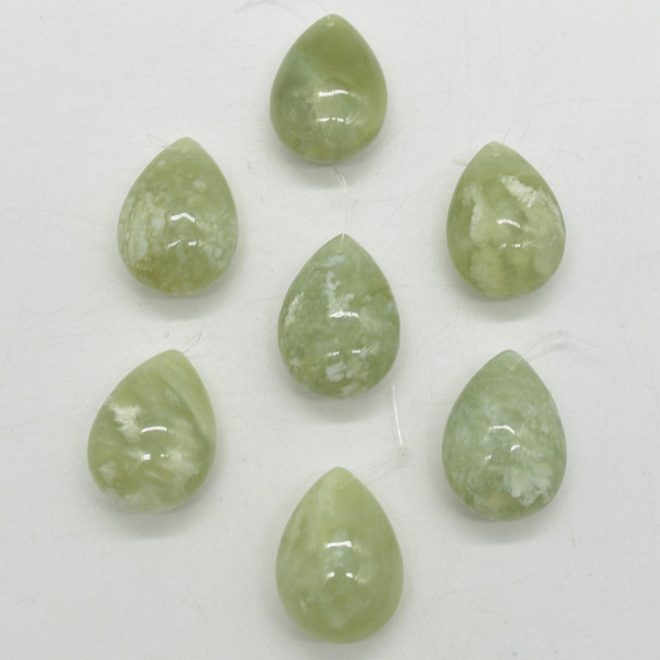 Natural New Jade Semi-precious Puffy Teardrop Gemstone Pendant - 3.2cm