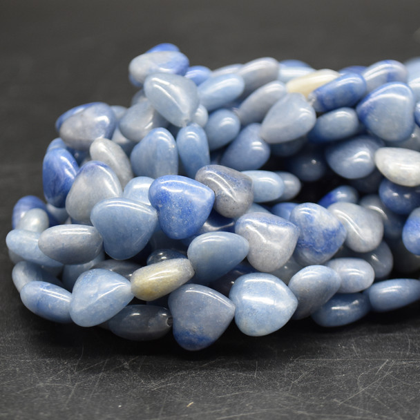 Natural Blue Aventurine Semi-precious Gemstone Heart Beads - 12mm - 15'' Strand