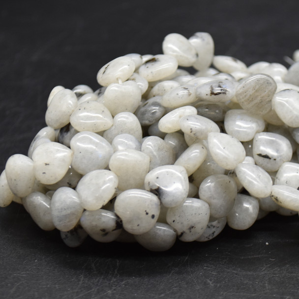 Natural Labradorite Semi-precious Gemstone Heart Beads - 12mm - 15'' Strand