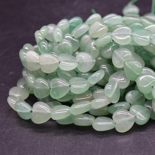 Natural Green Aventurine Semi-precious Gemstone Heart Beads - 12mm - 15'' strand