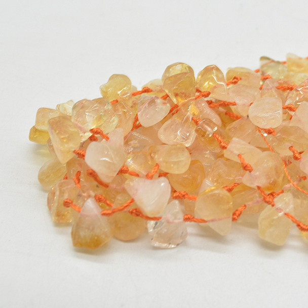 Heat Treated Polished Citrine Semi-precious Gemstone Irregular Teardrop, Pendant Beads - 10 - 15mm x 10 - 12mm - 15'' Strand