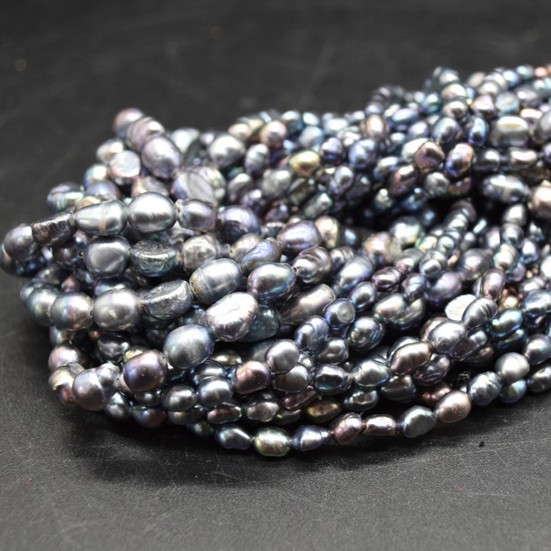 Freshwater Baroque Nugget Pearl Beads - Dyed Peacock Black Grey - 4mm - 5mm or 5mm - 6mm
