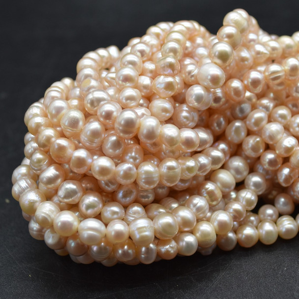 Natural Freshwater Potato Round Pearl Beads - Light Purple - 5mm - 6mm - 14.5'' Strand