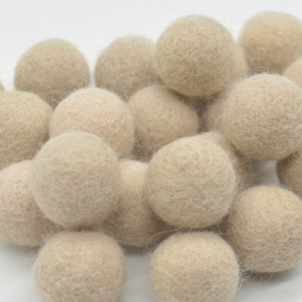 100% Wool Felt Balls - 2cm - Light Mocha Brown - 20 Count / 100 Count