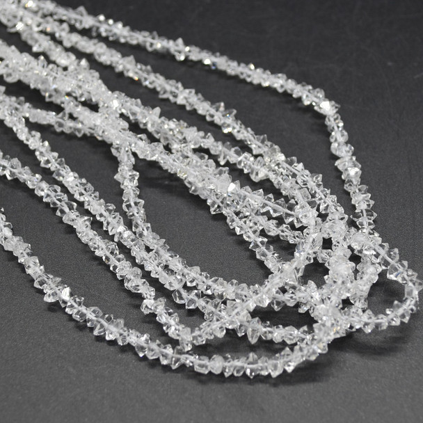 Natural Herkimer Diamond Quartz Semi-precious Gemstone Chips Nuggets Beads - 1mm - 3mm - 16'' Strand