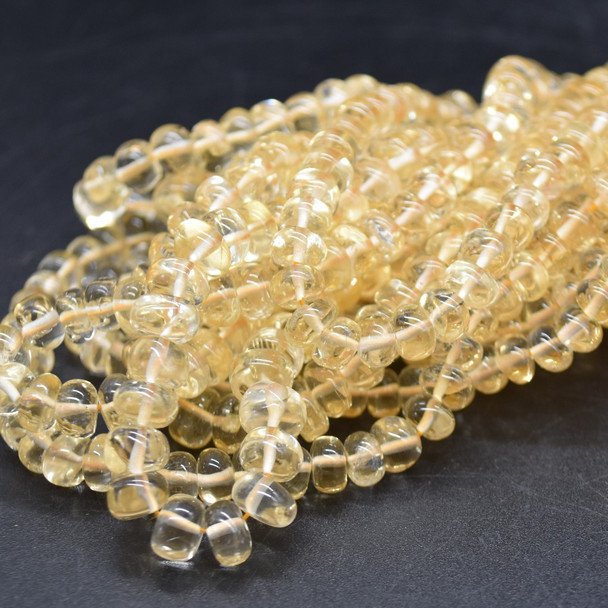 Citrine Semi-precious Gemstone Irregular SMOOTH Rondelle Beads - 7mm-8mm x 4mm-5mm - 16'' Strand