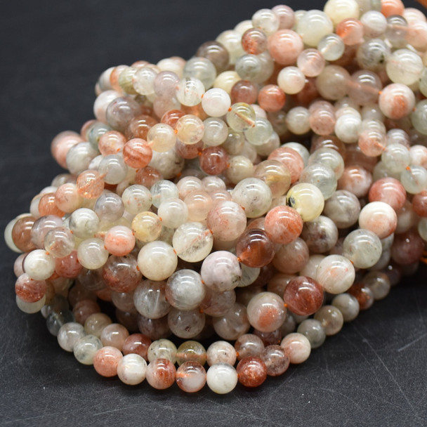Natural Arusha Sunstone Semi-Precious Gemstone Round Beads - 6mm, 8mm Sizes - 14" strand