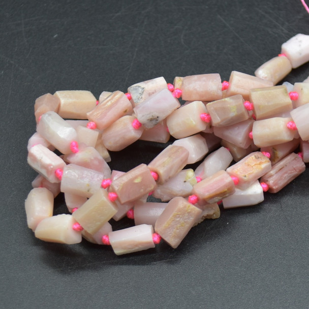 High Quality Grade A Natural Pink Opal Semi-precious Gemstone FROSTED MATT Tube Beads - 10mm - 13mm - 15'' strand