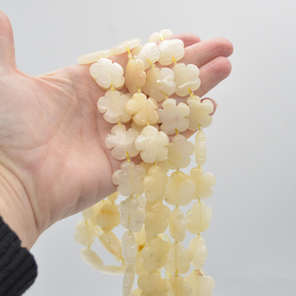 High Quality Grade A Natural Yellow Calcite Semi-precious Gemstone Flower   Beads - 15'' Strand