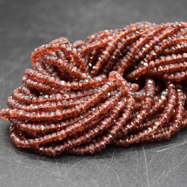 Natural Garnet Semi-precious Gemstone Irregular Faceted Rondelle Beads - 3mm x 2mm - 13'' Strand