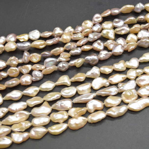 Natural Freshwater Biwa Souffle Pearl Beads - Mixed or Peach Pink - 3 Options - 14'' Strand